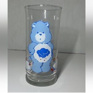 Vintage Care Bears Grumpy Bear Blue 6" Drinking Glass Tumbler Pizza Hut